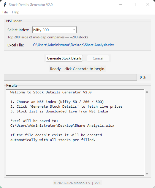 Stock Details Generator Screenshot